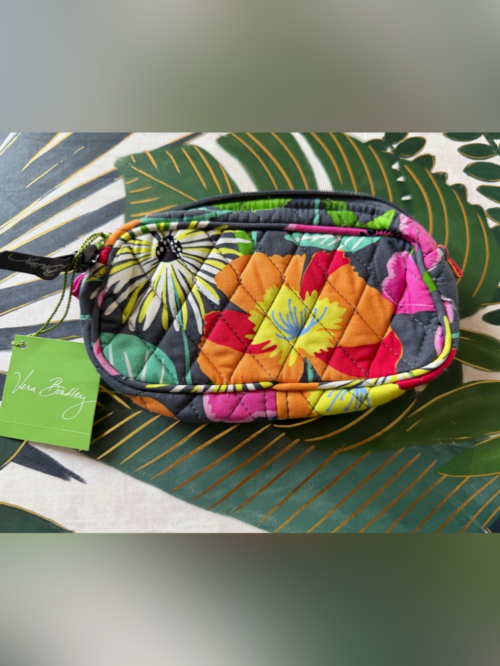 Vera Bradley Jazzy Blooms Mirror Cosmetic Case Travel Makeup Organizer NWT